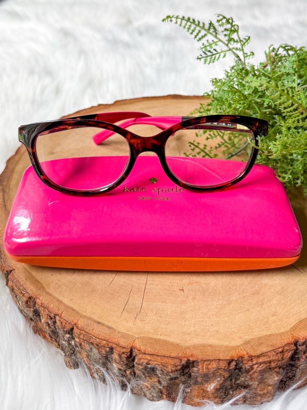 Kate Spade Felicity Readers +1.50 Glasses TK15 Tortoise Pink Frames w/ Case